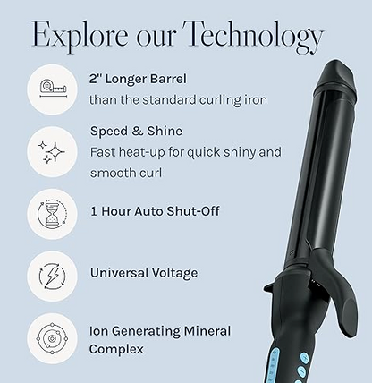 Bio Ionic Long Barrel Styler,Curling Iron with Moisture Heat Technology & NanoIonic MX, Verstatile Curling Wand